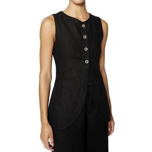 DL1961 Womens Amalie Linen Top Medium Black - NWT $199